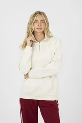 Womens Cream Quarter Zip Funnel Neck Sweatshirt - Size X-Large