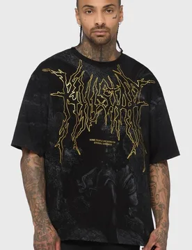 Gothic T-Shirt - Noir Relic Oversize T-Shirt - XS bis 4XL - für Männer - Größe M - schwarz/grau - Männer - male - Killstar - FashionsVida