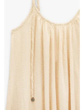 Vestido largo 100% algodón de tirantes con volante - Parfois - FashionsVida