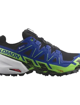 Spikecross 6 Gore-tex® Trail Running Shoes Black / Surf The Web / Green Gecko UK 9.5 Men - Salomon - FashionsVida