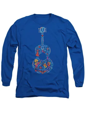 Unisex Coco Colorful Guitar With Ernesto, Miguel & Hector Long Sleeve T-Shirt, Royal Size: Large - Royal - Size: L - Disney - FashionsVida