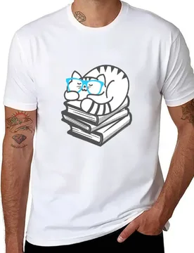Books And A Cat T-Shirt anime t shirts for man man t shirt graphic T-Shirt - Aliexpress - FashionsVida