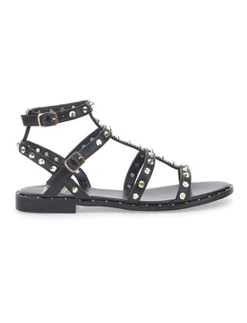 Sandali Neri Con Cinturini E Borchie Dorate 663 37 - ME & ME - FashionsVida