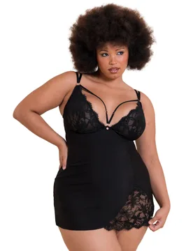 Womens St048320 Embrace Wired Deep Plunge Chemise - Black - Size 30f - Scantilly by Curvy Kate - FashionsVida