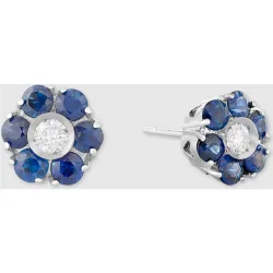 Pendientes en oro blanco, zafiro y brillantes Gayubo
