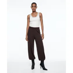 Pantalón bombacho de cintura elástica de mujer