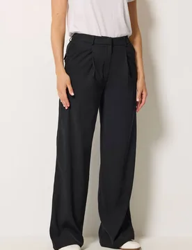Women's Tall Pleated Wide Leg Trousers in Black Size: 14XL - Black - Size: 14XL - Long tall sally - FashionsVida