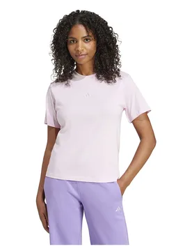 Maglietta A Maniche Corte Essentials Small Logo Cotton Clear Pink / White XL - Adidas - FashionsVida