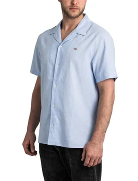 Linen Blend Camp Moderate Blue M Herren - Tommy Jeans - FashionsVida