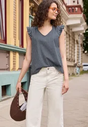 Street One Blusentop mit V-Neck und Streifen female Blau