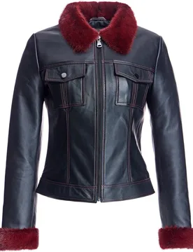 Chaqueta de piel de mujer con cuello y puños de visón - Maximilian - FashionsVida