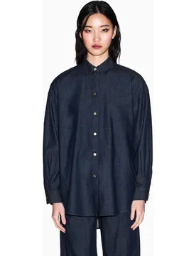 Camisa de mujer manga larga en chambray Cápsula White Edition - Armani Exchange - FashionsVida