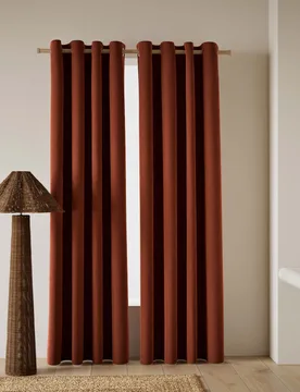 M&S Velvet Eyelet Curtains Chestnut - M&S - FashionsVida
