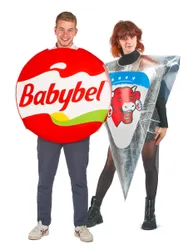 Käse-Paarkostüm für Erwachsene Babybel und Vache qui rit bunt
