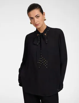 Blusa de mujer de viscosa con lazo ajuste regular - Elena Miró - FashionsVida
