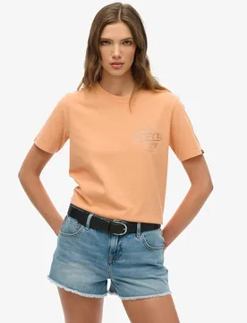 Superdry Damen Athletic Metallic-t-shirt Orange - Größe: 36 - 34.99 - FashionsVida