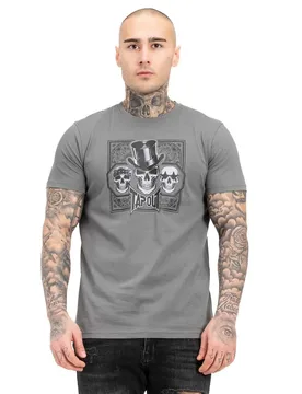 T-shirt à Manches Courtes Skull Grey / Black 2XL - TapouT - FashionsVida