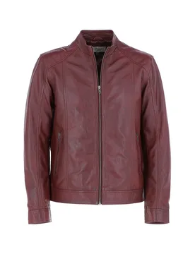 Alberto' Mens Biker Jacket - Burgundy - Size 3xl - Ashwood Leather - FashionsVida