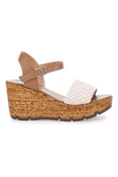 Sandali Beige in Pelle con Zeppa 34633002 40