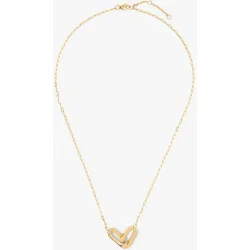 Collar de acero inoxidable corto de eslabones con abalorio de corazón y circonitas