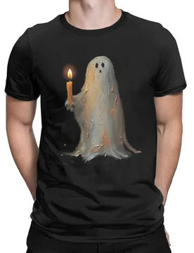 Ghost Holding A Cancle Halloween T Shirt for Men 100% Cotton Casual Round Neck Tee Shirt Short Sleeve Clothing Graphic Printed - Aliexpress - FashionsVida