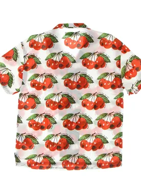 Camicia Manica Corta Uomo Cherry Allover Shirt White - IUTER - FashionsVida