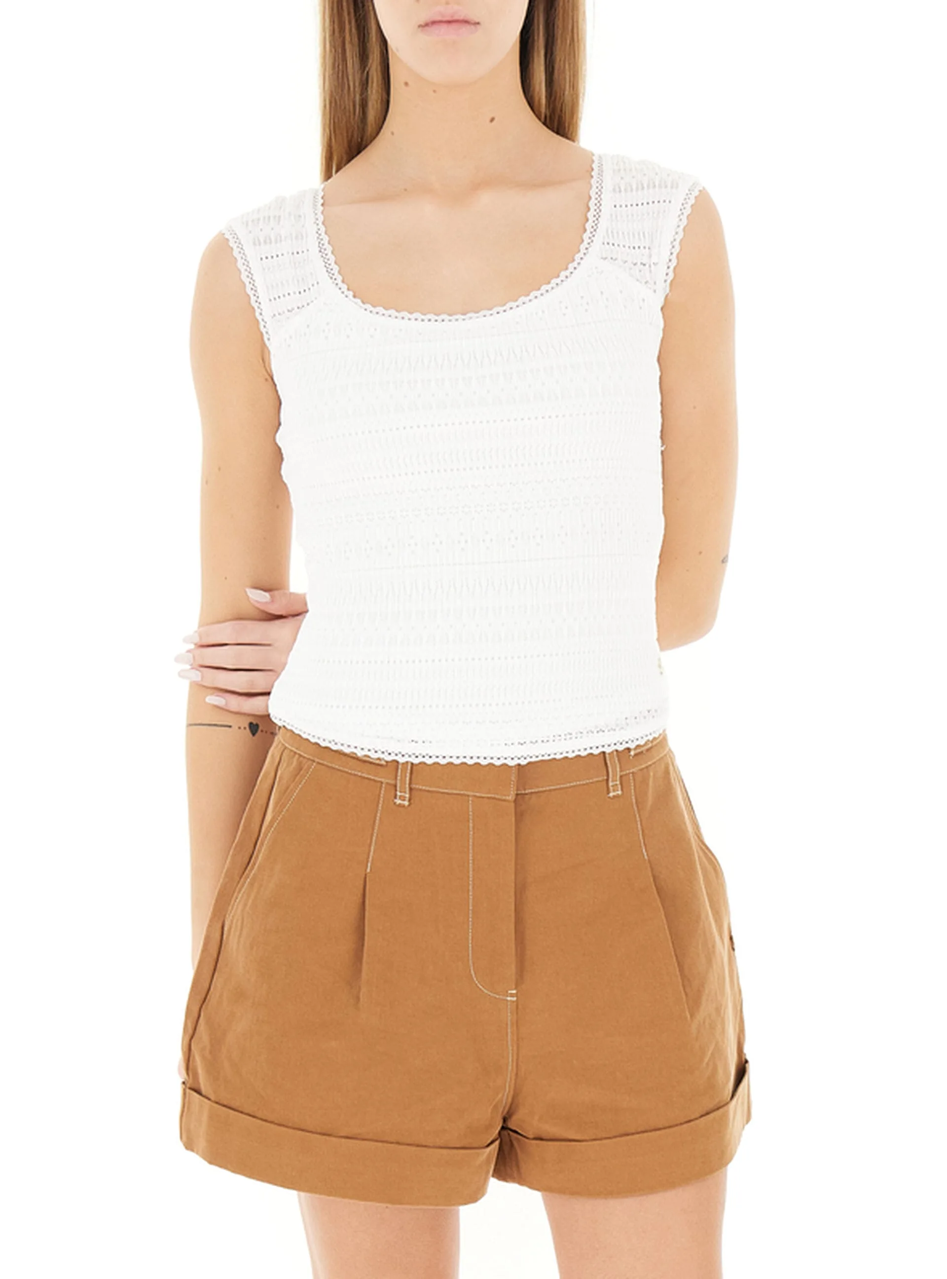 Guess Top con ricami BIANCO L - Guess - FashionsVida
