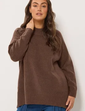 Women's Turtle Neck Jumper in Brown Size: 30-32 - Brown - Size: 30-32 - Yours - FashionsVida