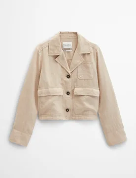 Chaqueta de lino recta con bolsillos de parche - MARC O'POLO - FashionsVida