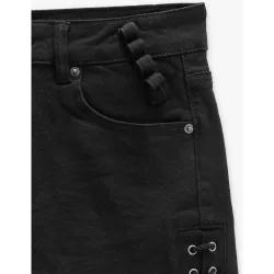 Short de mujer denim con abalorios y bajos deshilachados