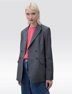Blazer de mujer cruzada con salpicado de strass - Lola Casademunt - FashionsVida