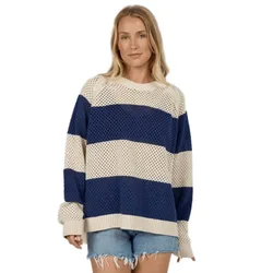 Pull Signal Crew Bright Navy L