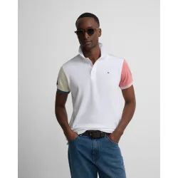 Polo manga corta ribete multicolor para hombre