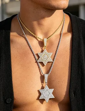 NEW Hip Hop Fashionable Men's Necklace Pendant Bling Iced Out Star of David Micro Paved Cubic Zirconia Jewelry Trend Jewelry - Aliexpress - FashionsVida