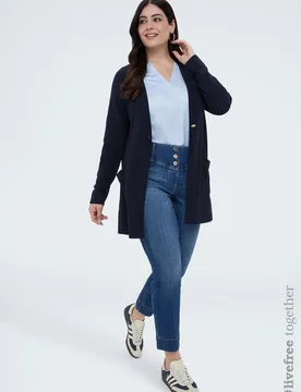 Cárdigan de mujer largo con cuello de pico - Fiorella Rubino - FashionsVida
