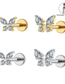 ASTM F136 Titanium 16G Mini Butterfly CZ Labret Tragus Cartilage Conch Forward Helix Stud Nose Piercing Body Jewelry - Aliexpress - FashionsVida