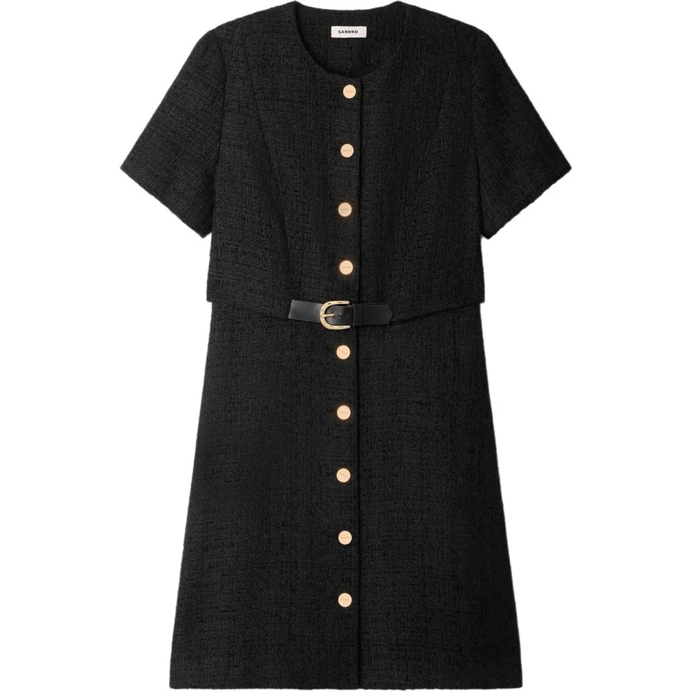 Vestido corto de tweed efecto 2 en 1 - sandro - FashionsVida