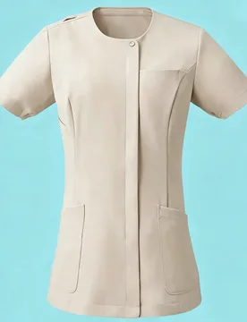 Camiseta de manga corta con cuello redondo de unicolor, top de moda profesional con múltiples bolsillos para mujer, uniforme para salón de belleza y - Shein - FashionsVida
