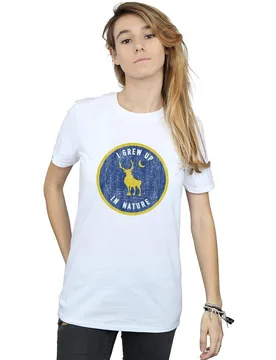 Women's Frozen 2 Sven I Grew Up In Nature Cotton Boyfriend T-Shirt in White Size: Medium - White - Size: M - Disney - FashionsVida