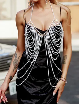 Adjustable Halter Pearl Top Body Chain Women's Fashion Shoulder Necklaces Bra Chain Jewelry Sexy Wedding Dress Accessories - Aliexpress - FashionsVida