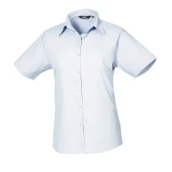 Womens/ladies Poplin Short-Sleeved Blouse (Light Blue) - Size 24 Uk