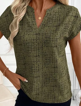 Blusa elegante de moda con estampado y cuello en V para mujer L - Shein - FashionsVida