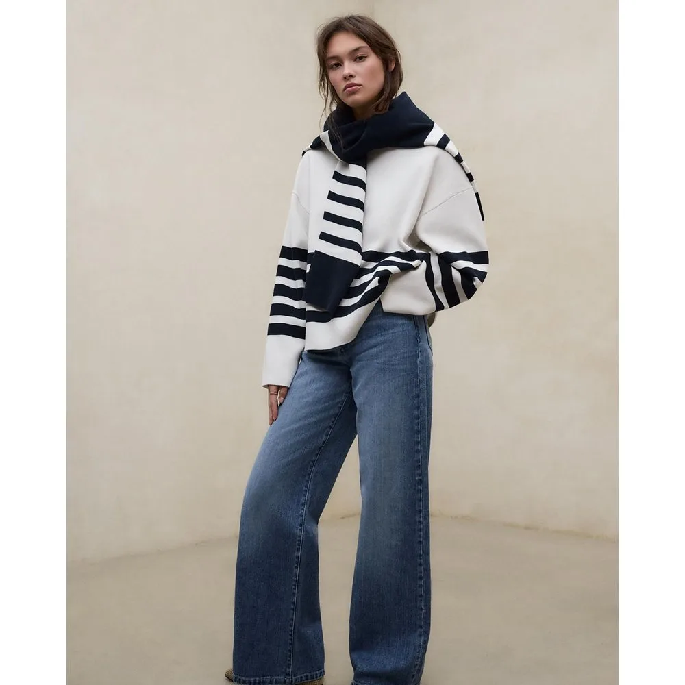 Jersey de mujer con cuello redondo y rayas - Ecoalf - FashionsVida