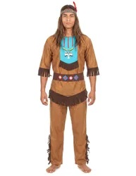 Indianer Herren-Kostüm braun-bunt - male