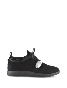 Women's 'Evanescence' Lace Up Flat Rubber Sole Trainers with Metallic Details in Jet Black Size: 3 - Jet Black - Size: 3 - XY London - FashionsVida