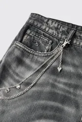 Herren Herz-Jeans Hosen-Kette Silver