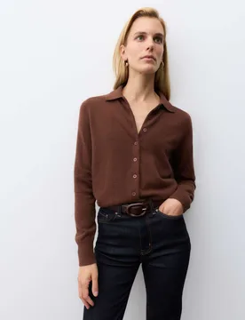 Pure Cashmere Collared Button Through Cardigan Conker female - Autograph - FashionsVida