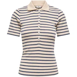 Polo de mujer de manga francesa con cuello camisero