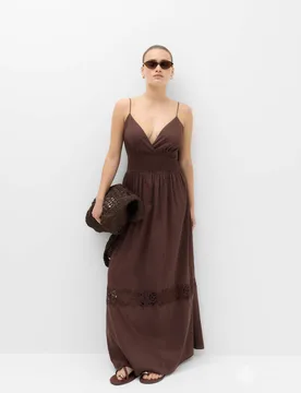 Pure Cotton Lace Insert Beach Dresses Peat female - M&S - FashionsVida