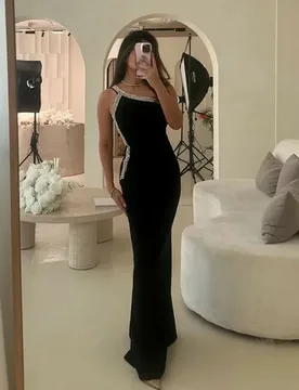 Modern Black Evening Party Dress One Shoulder Crystal Beads Mermaid Prom Formal Gowns Banquet Dresses Robe De Soiree - Aliexpress - FashionsVida
